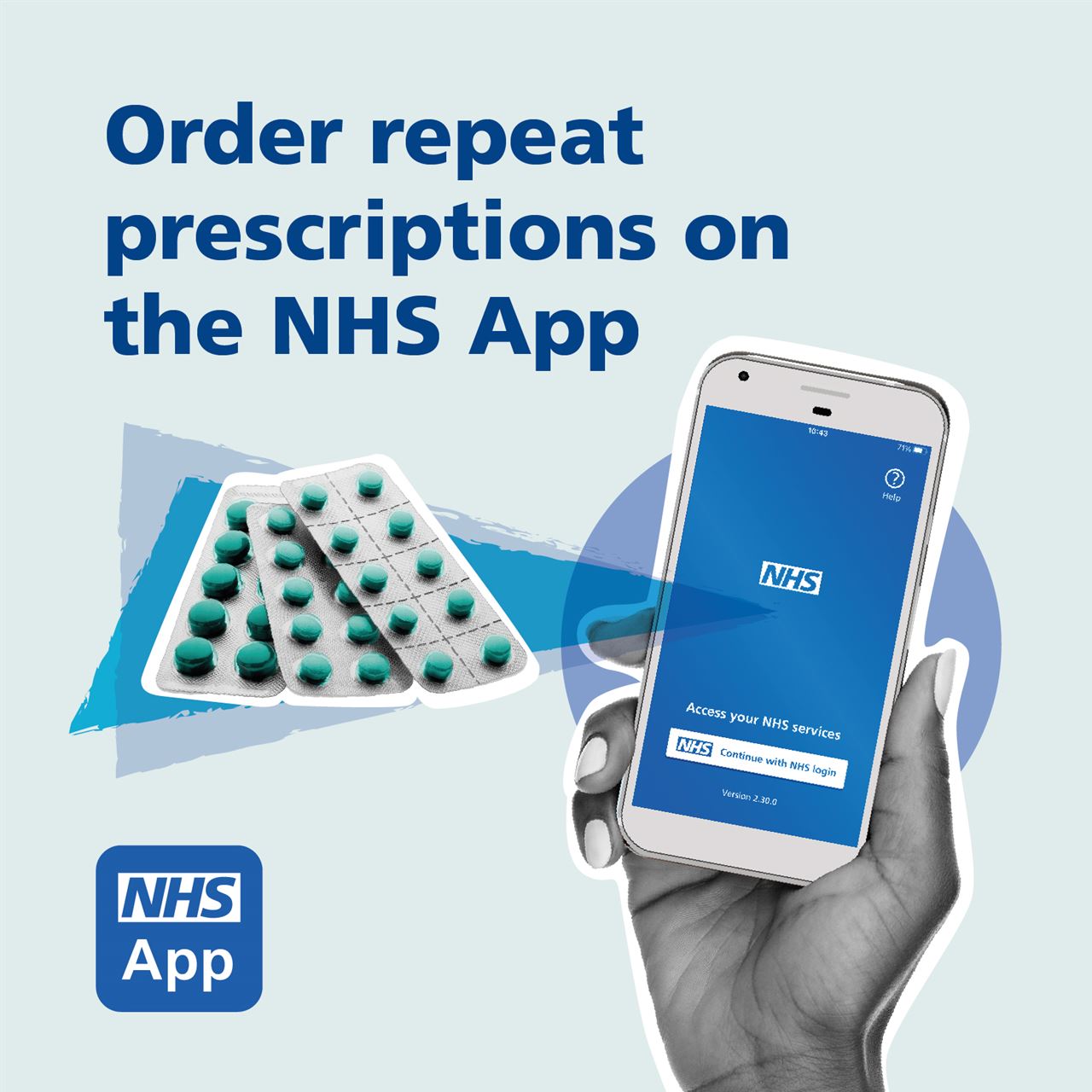 NHS banner - Order repeat prescriptions on the NHS App